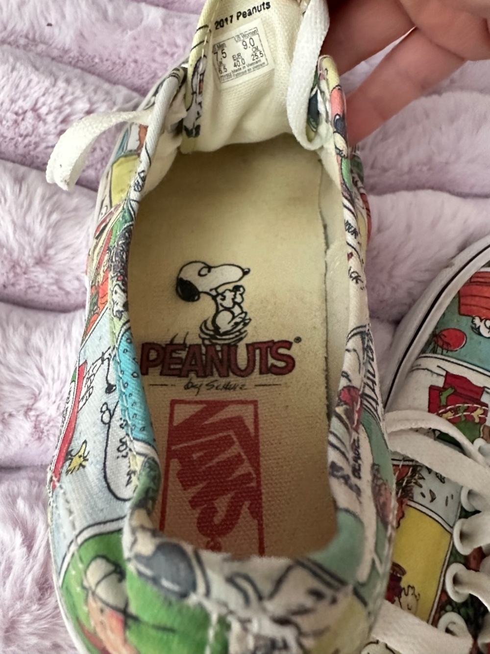 PEANUTS VANS Womens 9 Mens 7.5 Red Barron Pumpkin Depressed Psychiatric Snoopy - Picture 5 of 16